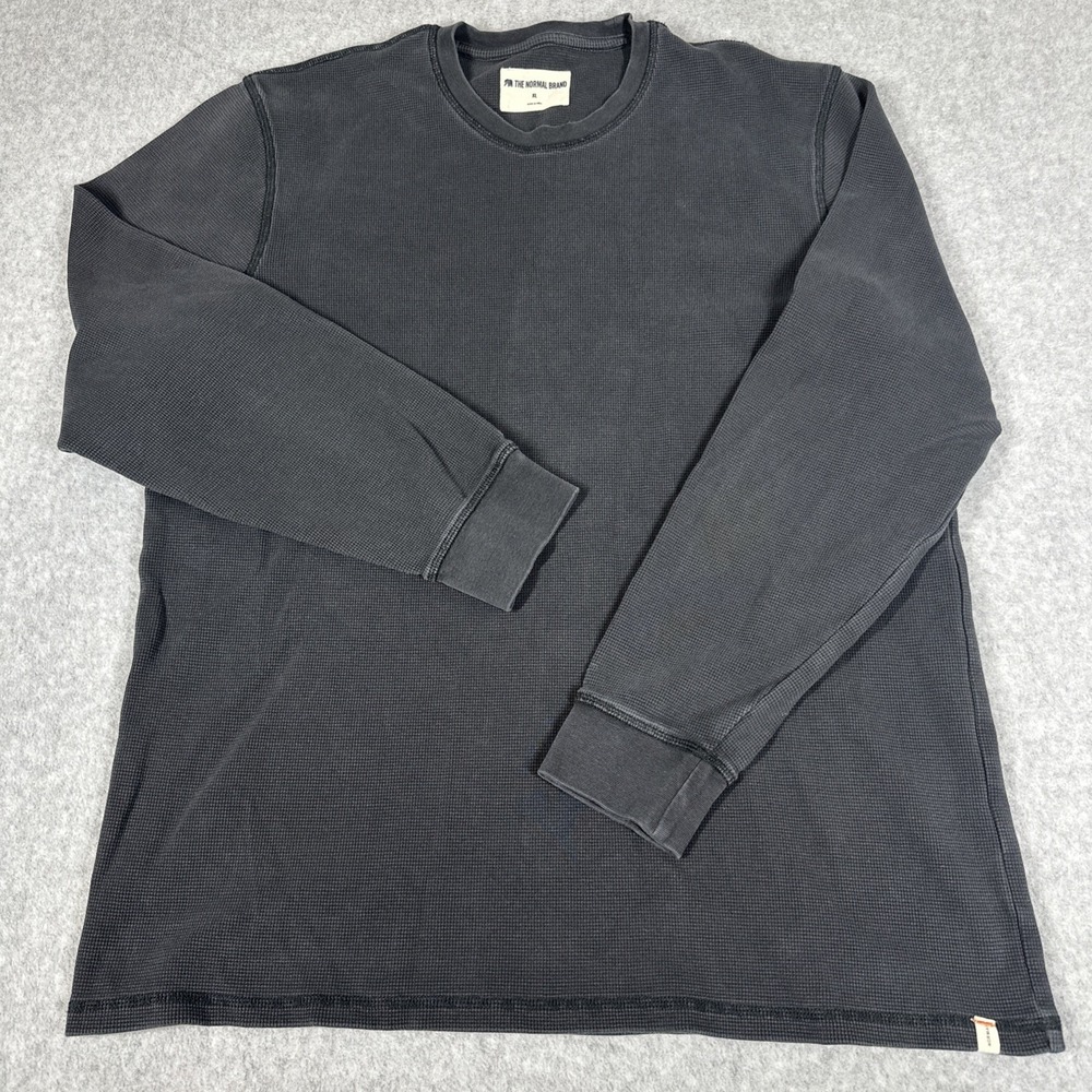The Normal Brand Men's Long Sleeve Waffle Knit Thermal Shirt Black Size XL